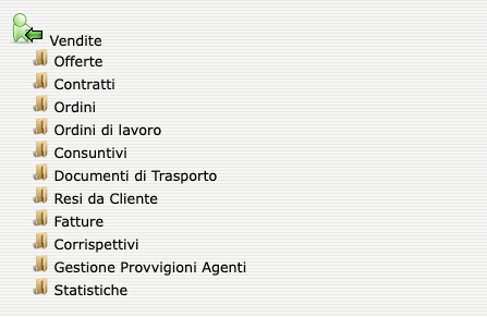 interfaccia del software oratio menu gestione vendite